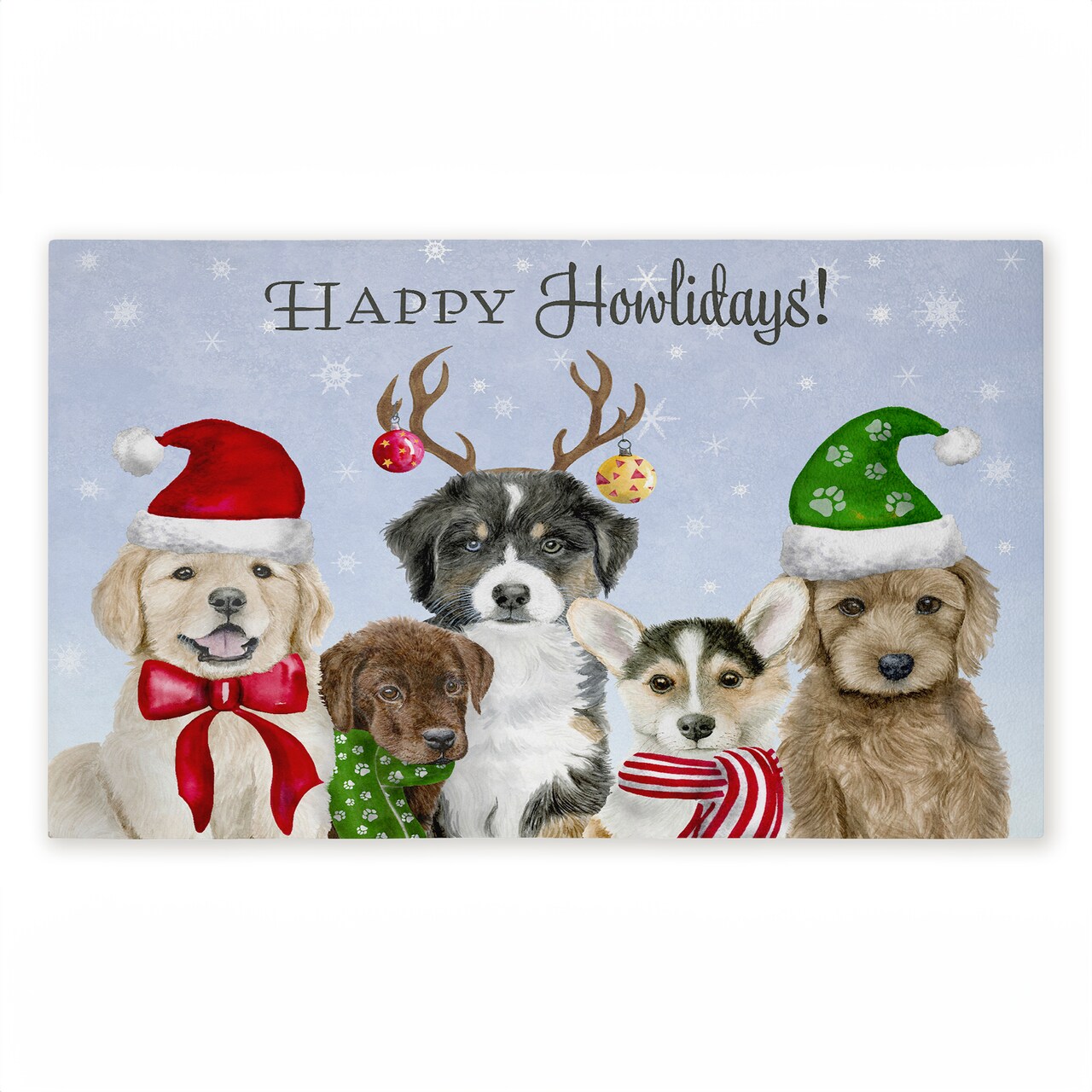 Stupell Industries Happy Howlidays Puppies Printed Outdoor Door Mat, design by Brett Blumenthal, 18"x30"